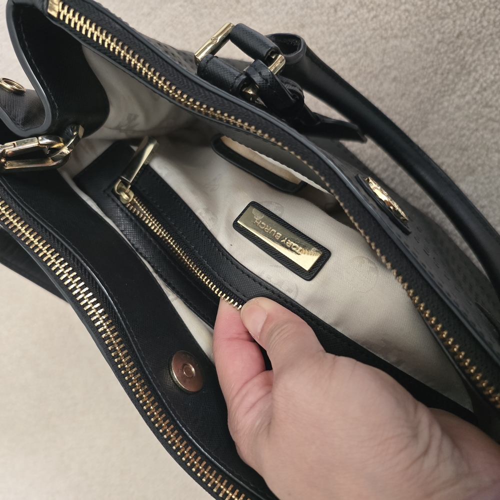 Tory Burch Black Perforated Leather Tote - Picture 5 of 11